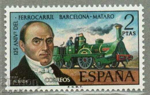 1974. Spain. 125 years of the Barcelona - Motaro railway line.