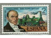 1974. Spain. 125 years of the Barcelona - Motaro railway line.
