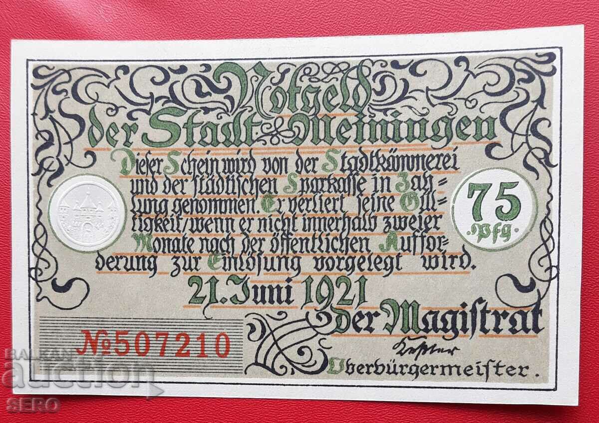 Τραπεζογραμμάτιο-Γερμανία-Θουριγγία-Μάινινγκεν-75 pfennig 1921
