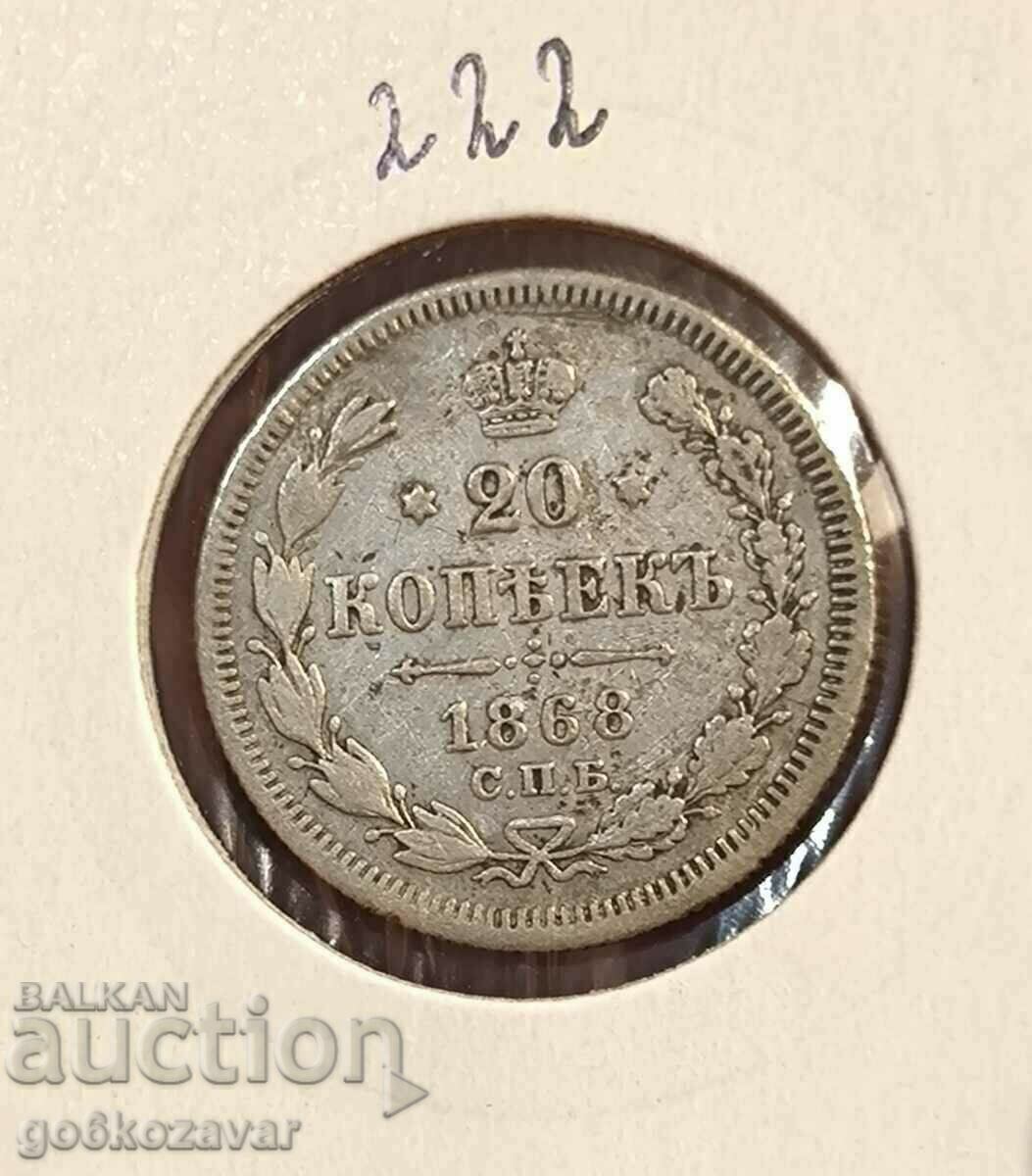 Russia 20 kopecks 1868 Silver!