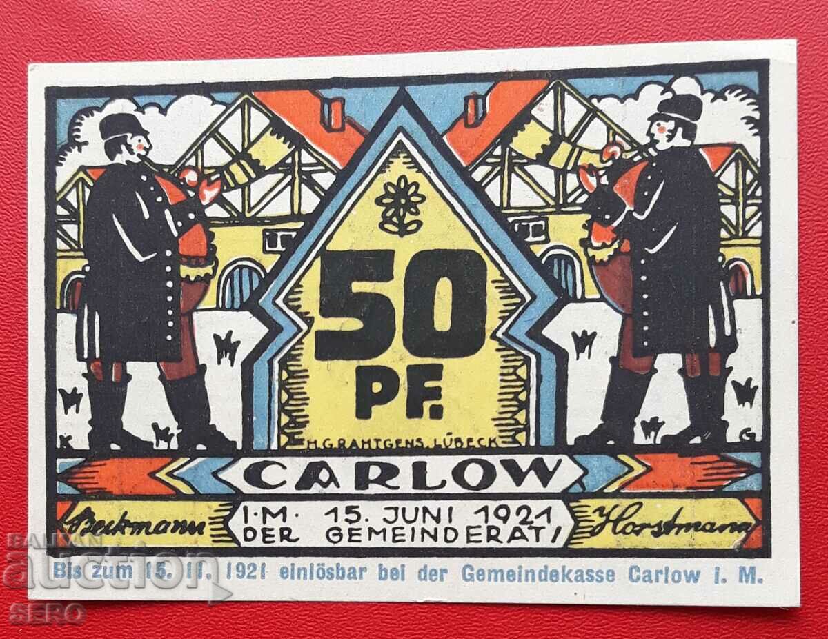 Τραπεζογραμμάτιο-Γερμανία-Μέκλενμπουργκ-Πομερανία-Κάρλοου-50 pfennig 1921