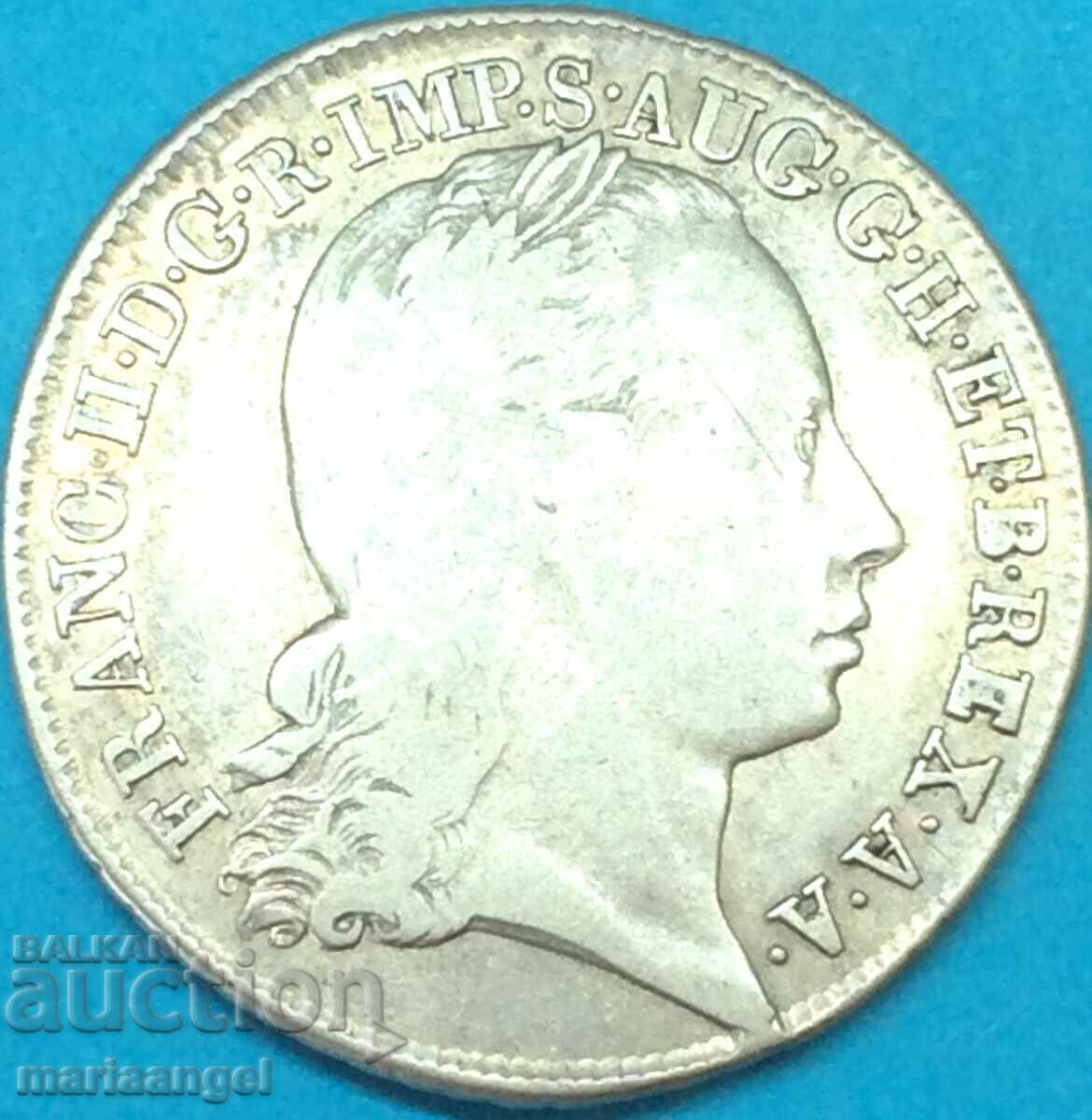 Milano 30 soldi 1796 Italia Franz II Habsburg 7,21g argint