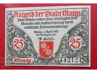 Banknote-Germany-Reiland-Pfalz-Mainz-25 Pfennig 1921