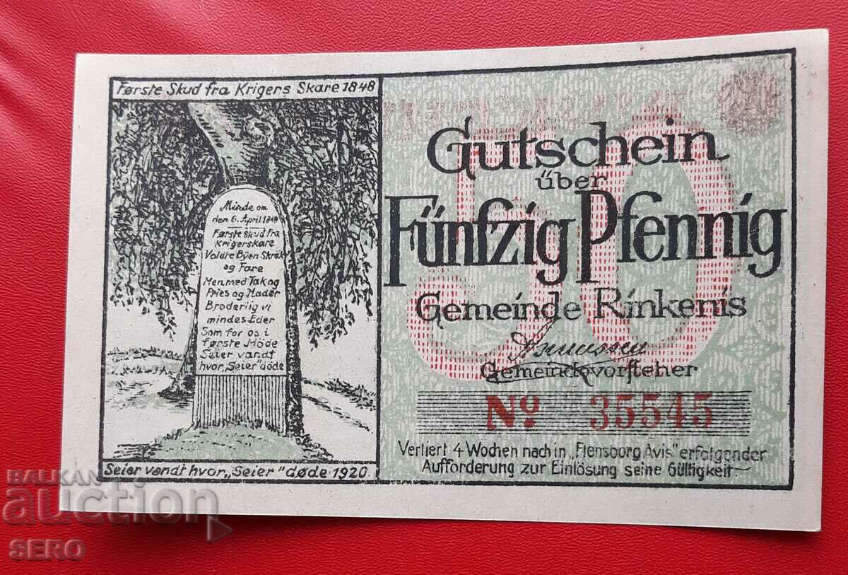 Bancnota-Germania-Schleswig-Holstein-Rinkenis-50 pfennig 1920