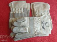 Work gloves lot three pairs leather and cloth strong new