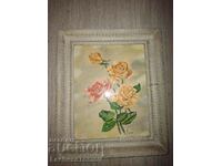 Beautiful painting watercolor rose frame glass signature
