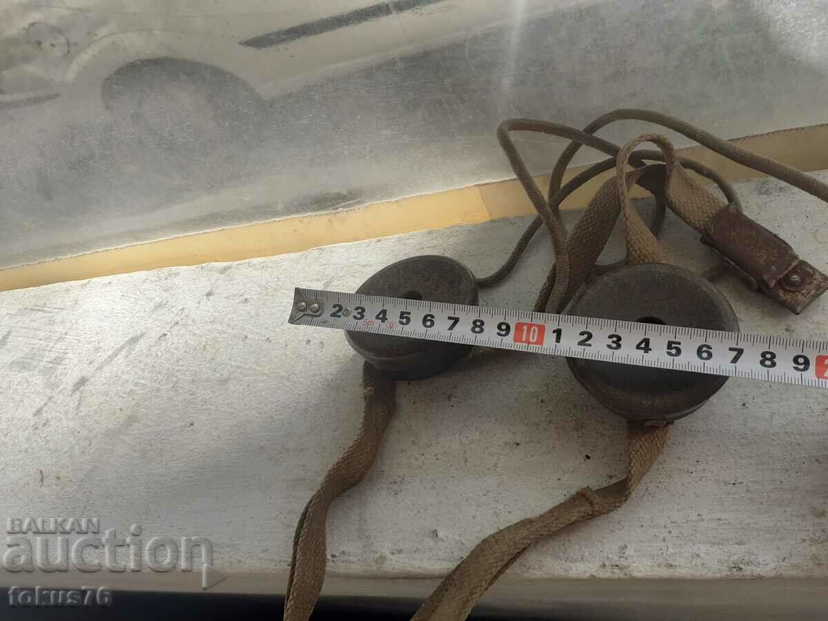 Old headphones from a radio or radio station I guess military - 6 Old headphones from a radio or radio station I guess military - 6