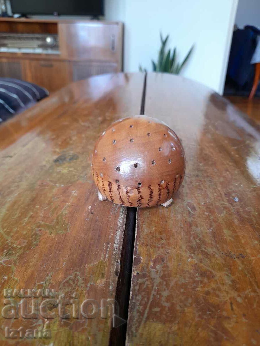 Auction  Old souvenir wooden hedgehog