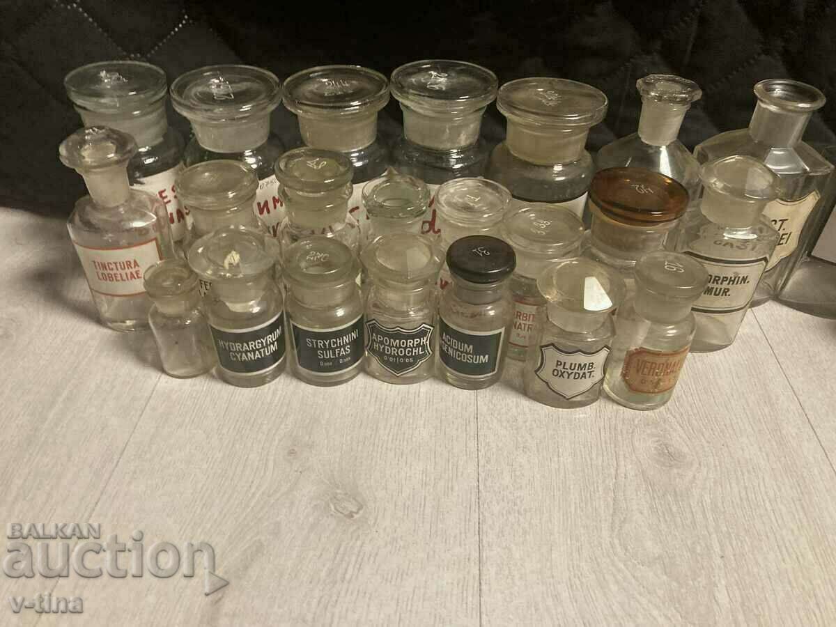 Old apothecary bottles and jars of medicines 35 pcs