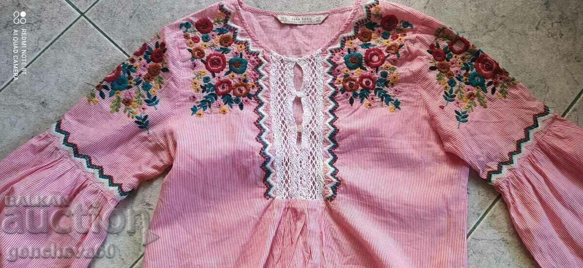 Риза с бродерия и мъниста ZARA BASIC/носия - 7
