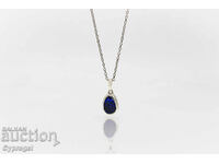 Silver necklace with Australian black opal