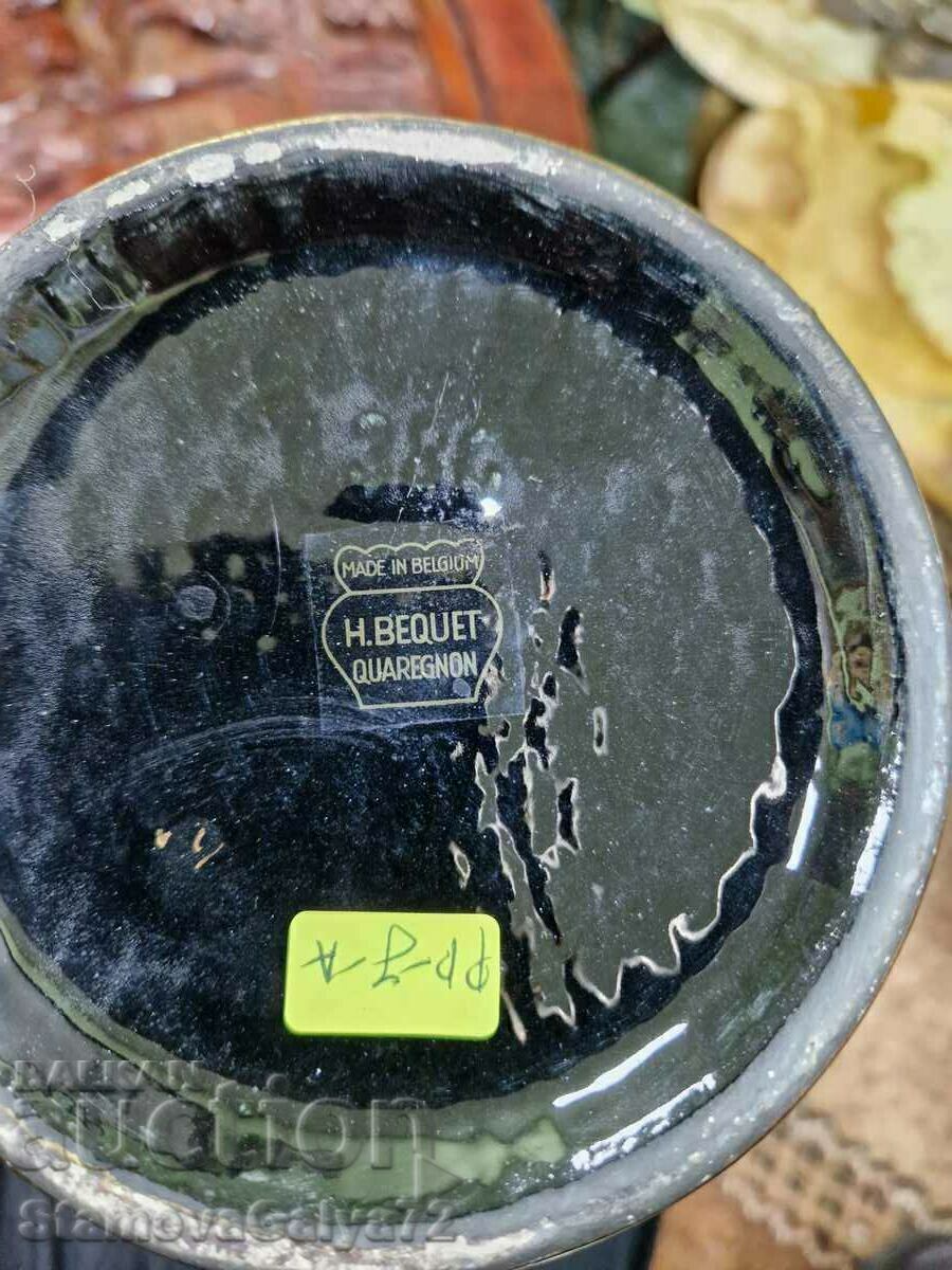 Pair of Unique Antique Belgian H. BEQUE Porcelain Urns - 7 Pair of Unique Antique Belgian H. BEQUE Porcelain Urns - 7