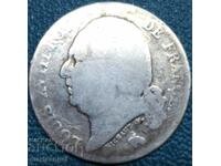 Франция 1 франк 1819 Луи XVIII сребро - изкл. рядка