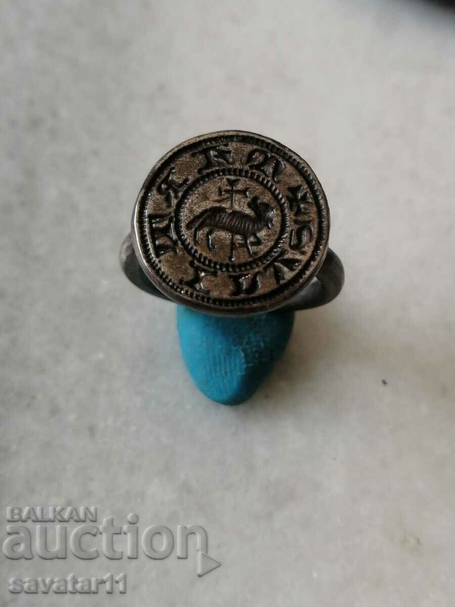Παλιά σφραγίδα δαχτυλίδι από ασήμι 925 "Renaissance" "Μοναδική".