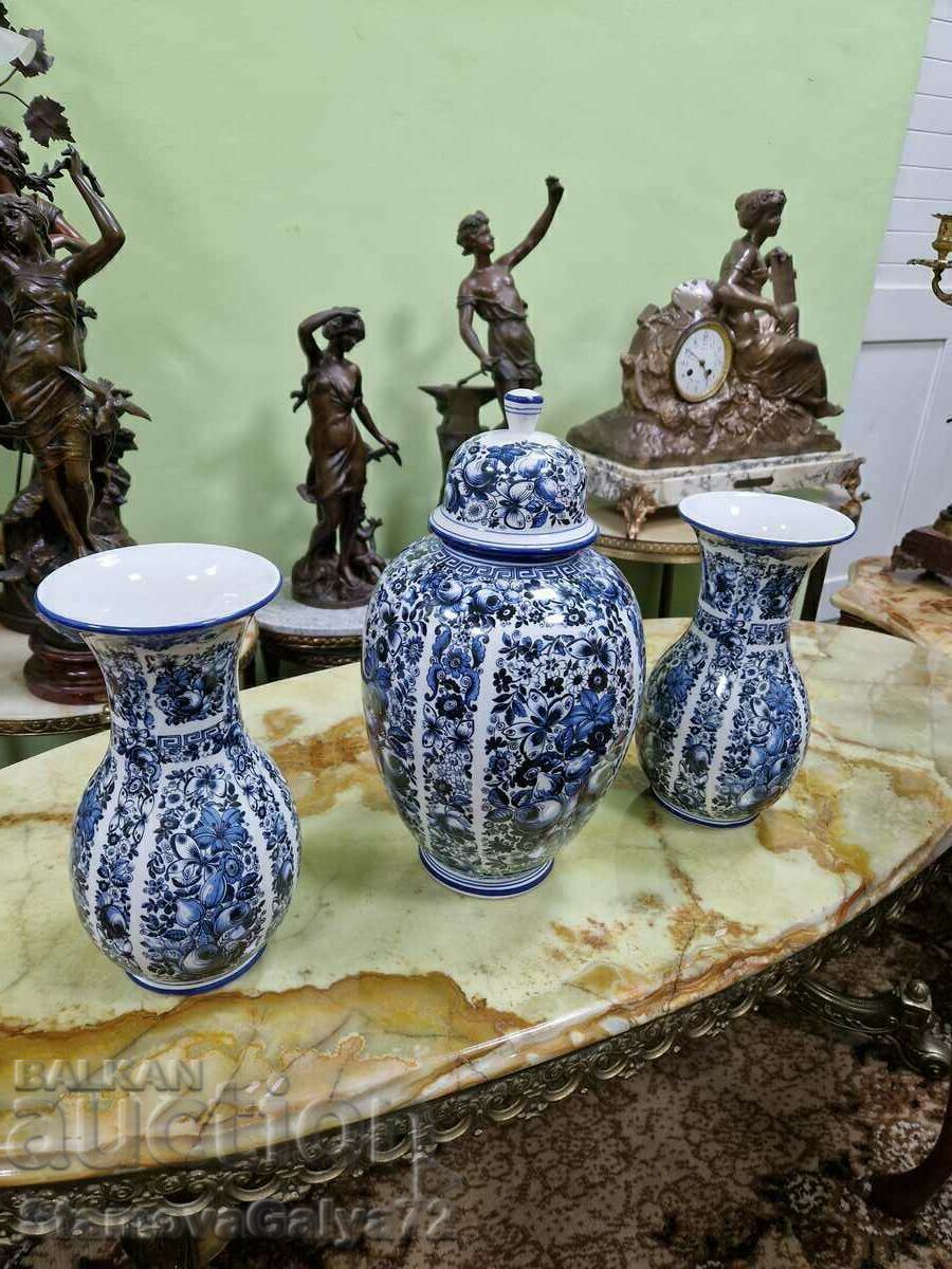 Unique antique set of Delft porcelain vases - 5