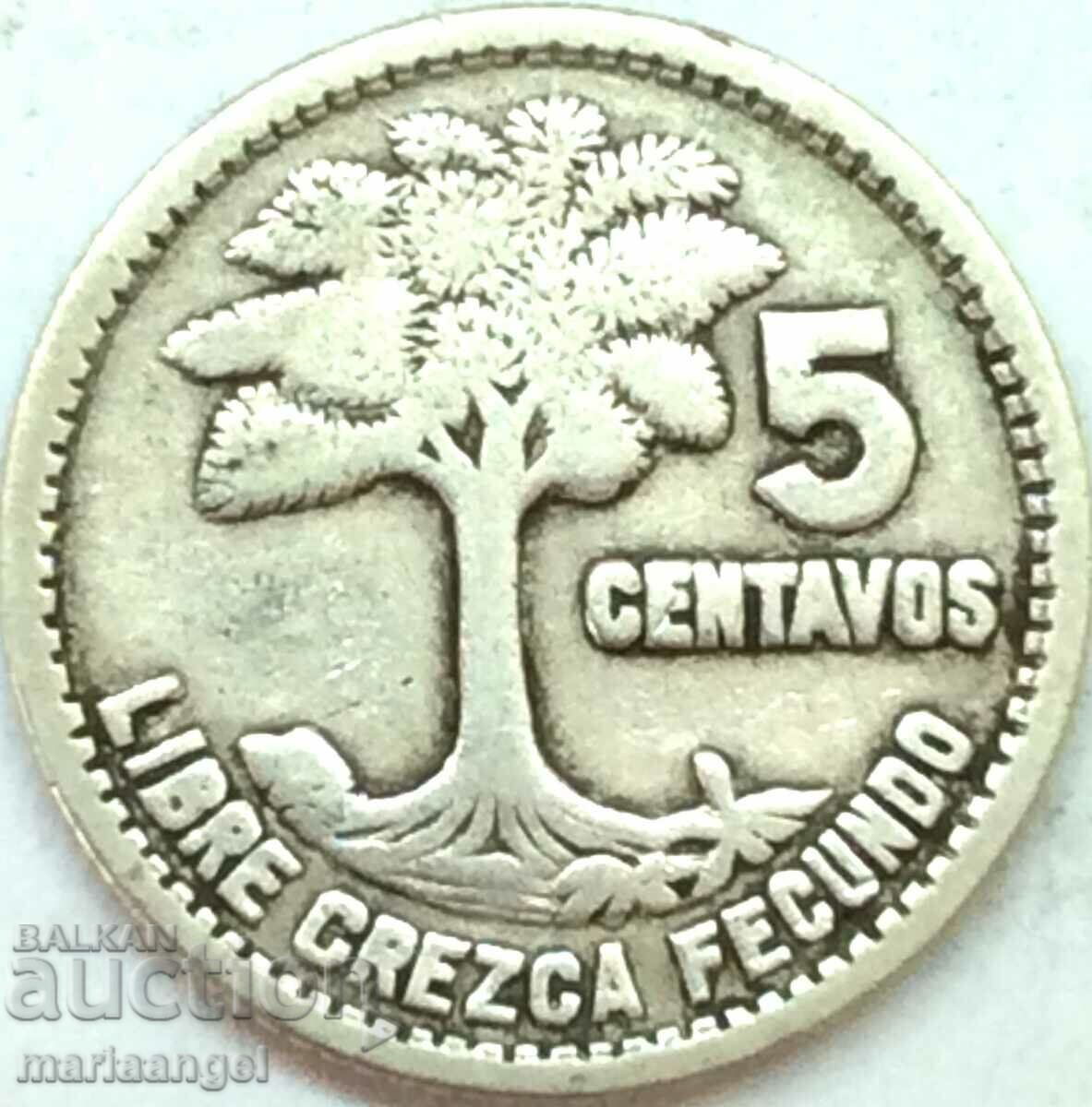 Guatemala 1955 5 cent centavos silver - quite rare