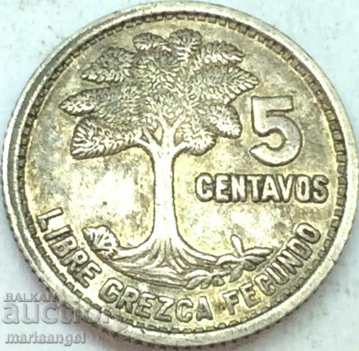 Γουατεμάλα 1952 Ασήμι 5 centavos - αρκετά σπάνιο