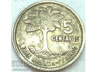 Гватемала 1952 5 цента центавос  сребро - доста рядка