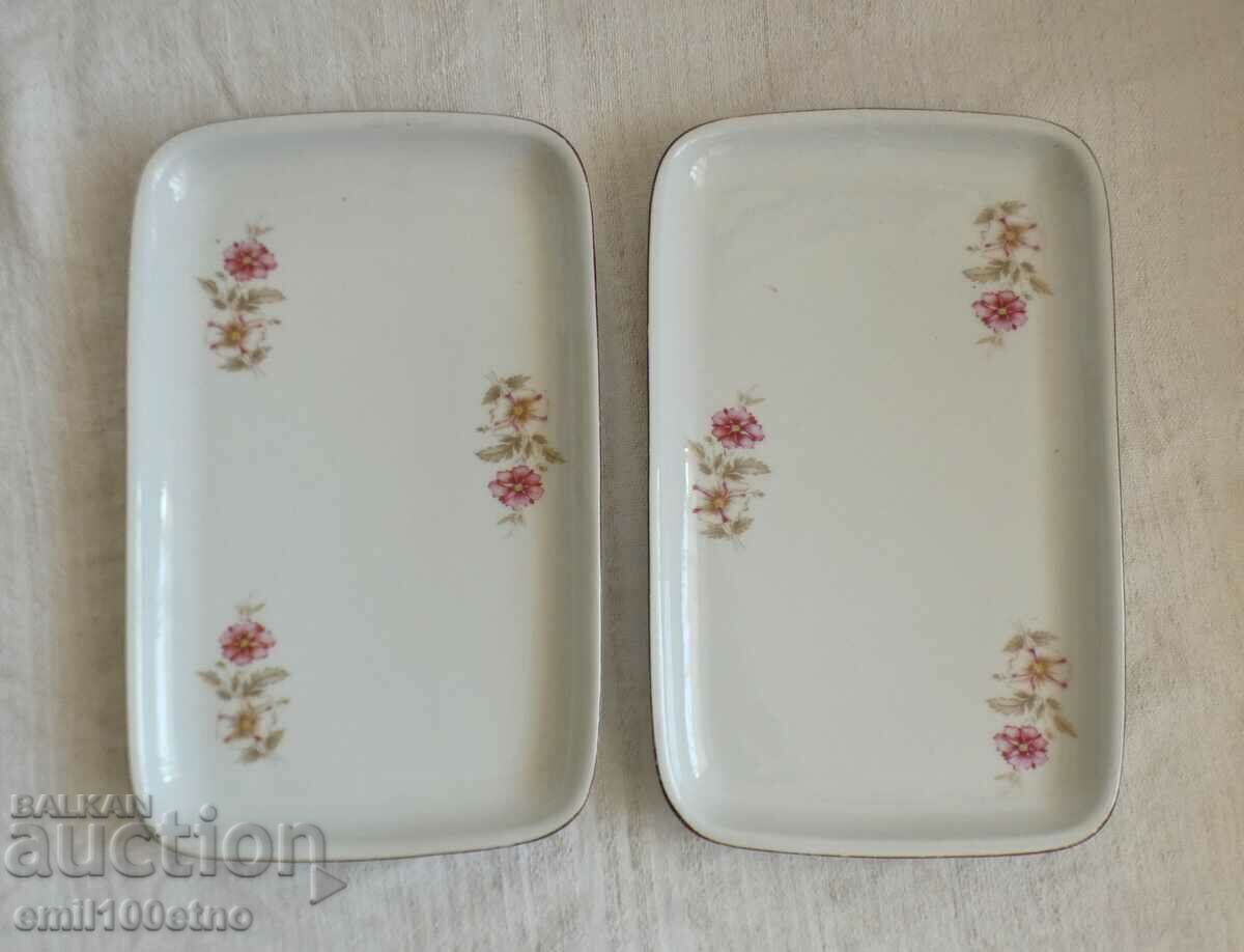 Set of 2 plates for appetizers, old Bulgarian Isis porcelain