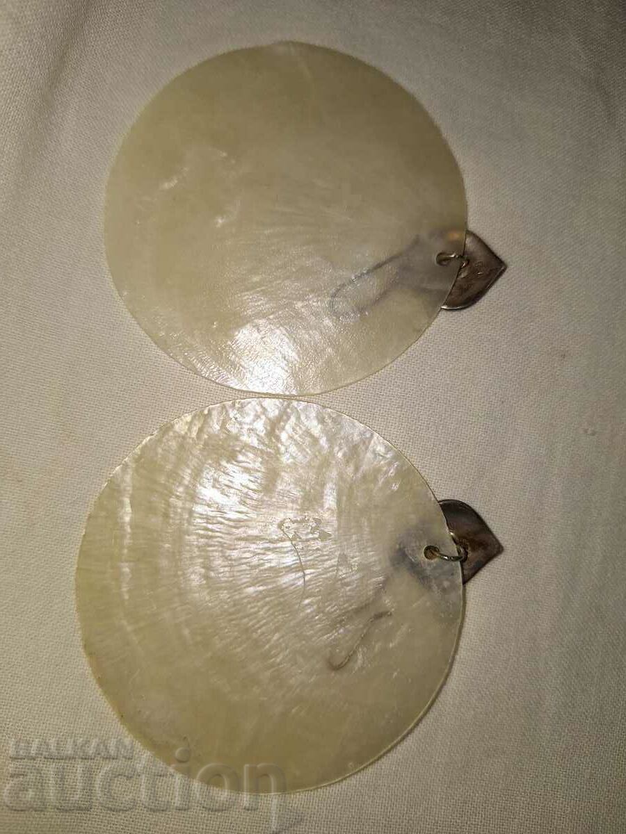 Large vintage art silver and pearl shell earrings - 5 Large vintage art silver and pearl shell earrings - 5