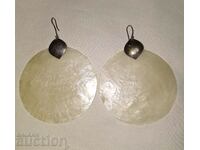 Large vintage art silver and pearl shell earrings