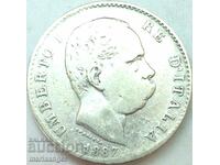 1 лира 1887 Италия Умберто I сребро 2