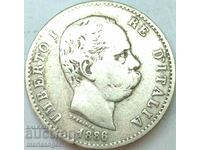 1 Lira 1886 Italy Umberto I Silver