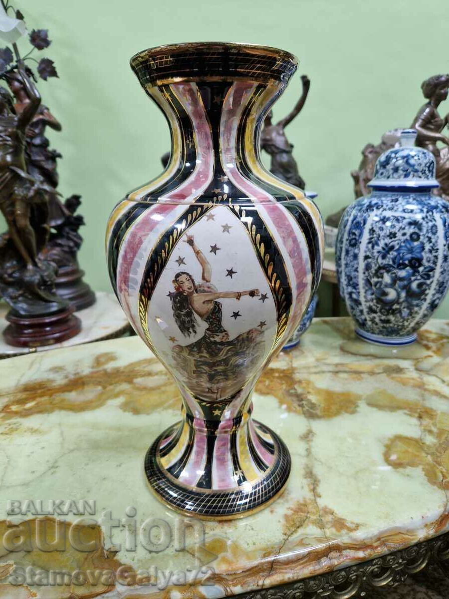 Уникална антикварна белгийска порцеланова ваза H.BEQUET