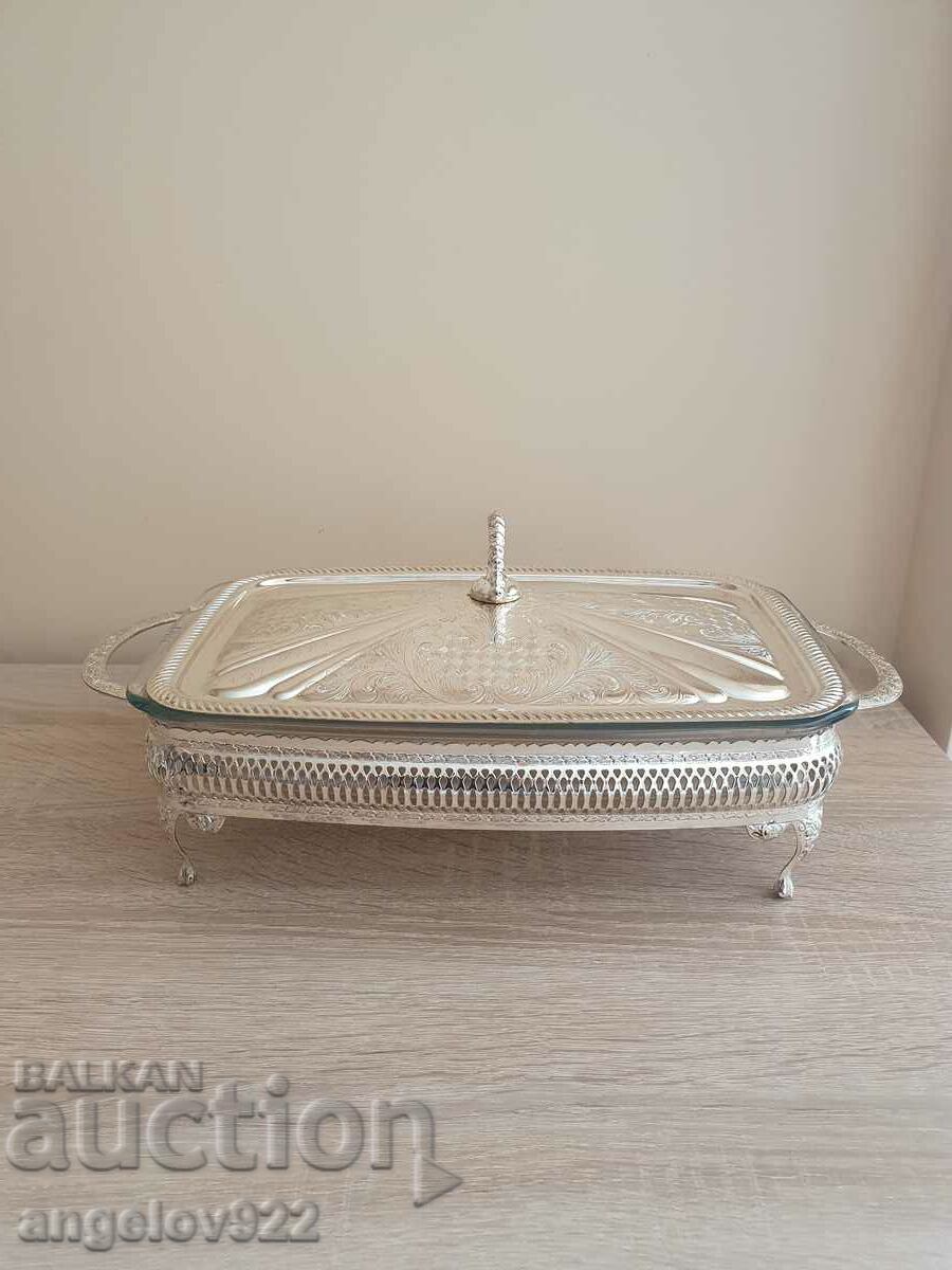 Silver plated metal bowl with lid!