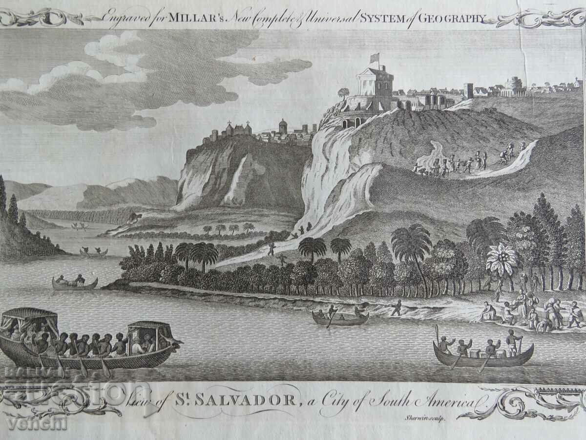 1782 - ENGRAVING - SALVADOR, SOUTH AMERICA - ORIGINAL with price 49.99 BGN | € 25.56
