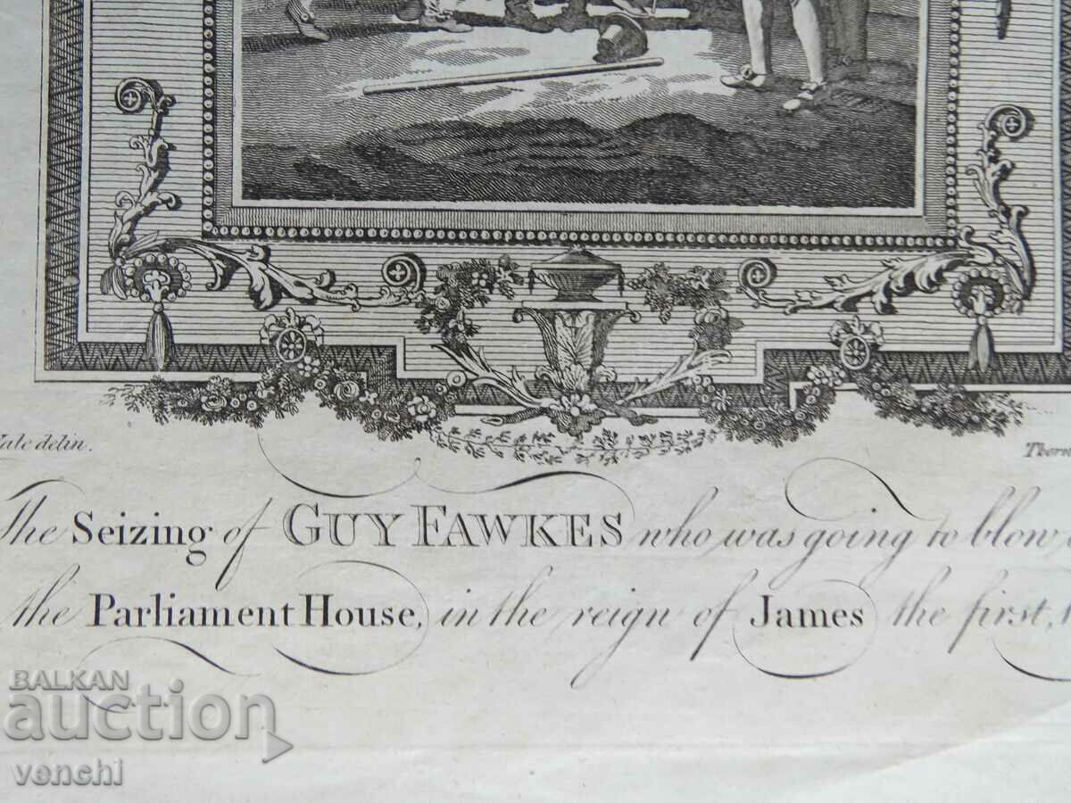 Auction 1790 - ENGRAVING - The Gunpowder Plot, London - ORIGINAL Auction 1790 - ENGRAVING - The Gunpowder Plot, London - ORIGINAL