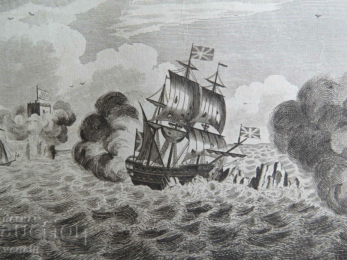 Auction  1778 - ENGRAVING - PIRATE, SPANISH FORTRESS - ORIGINAL