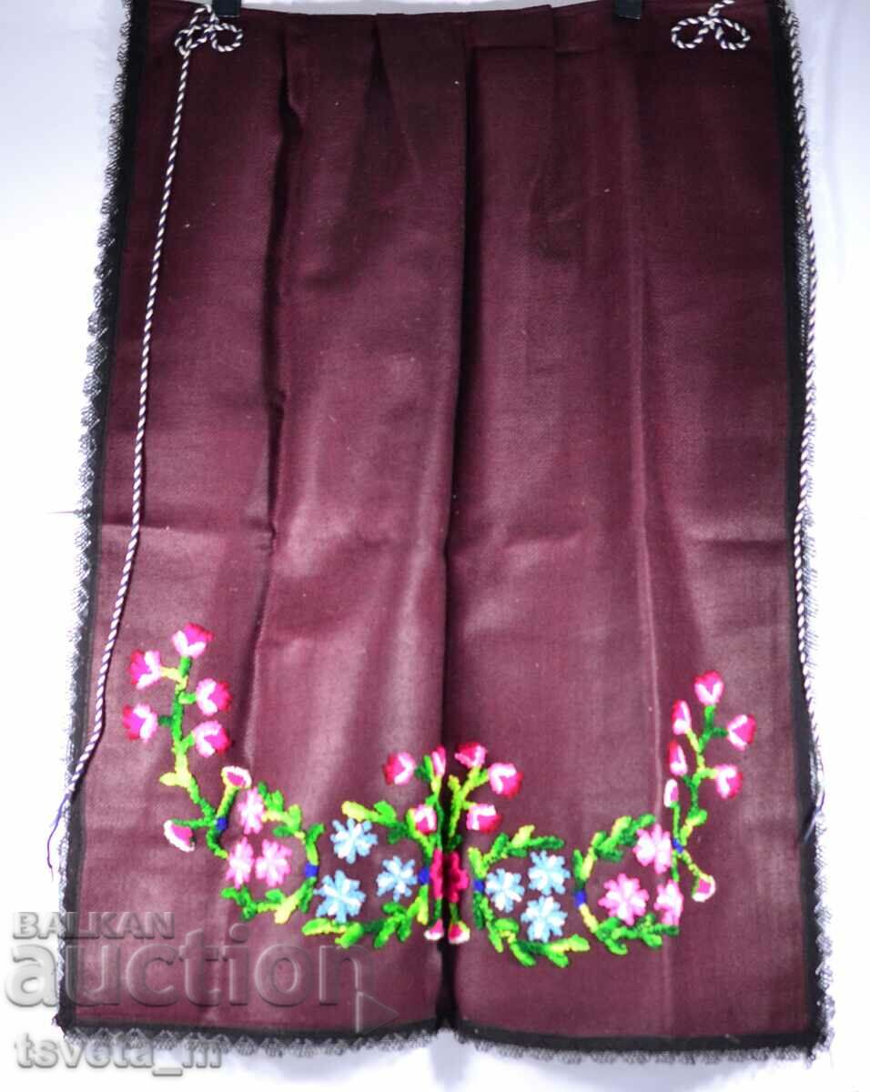 Woolen apron with puffed embroidery - unused