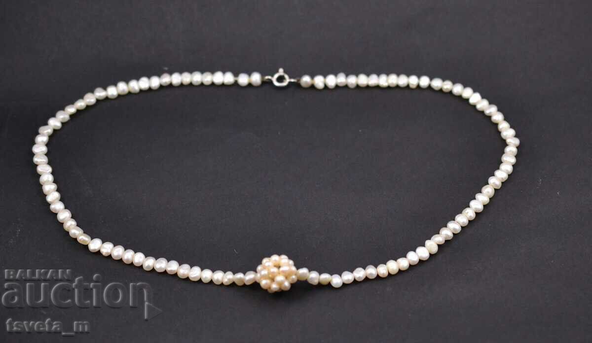 Colier, colier din perle naturale cu inchizatoare argintie