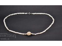 Necklace, necklace of natural pearls with silver clasp