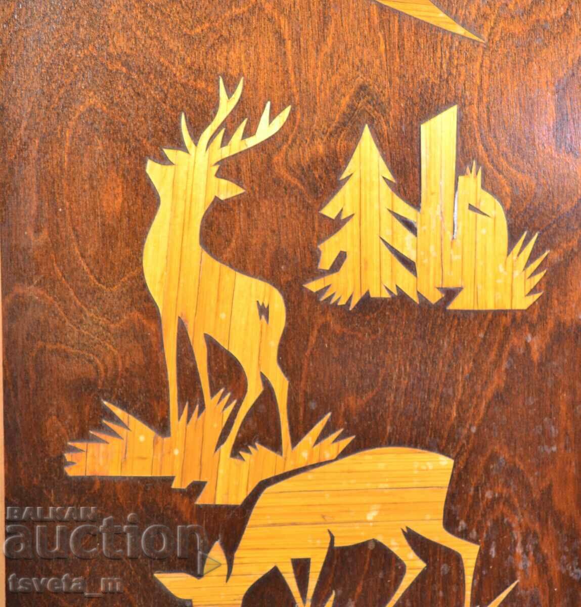 Auction Antique wooden wall panel, marquetry Auction Antique wooden wall panel, marquetry