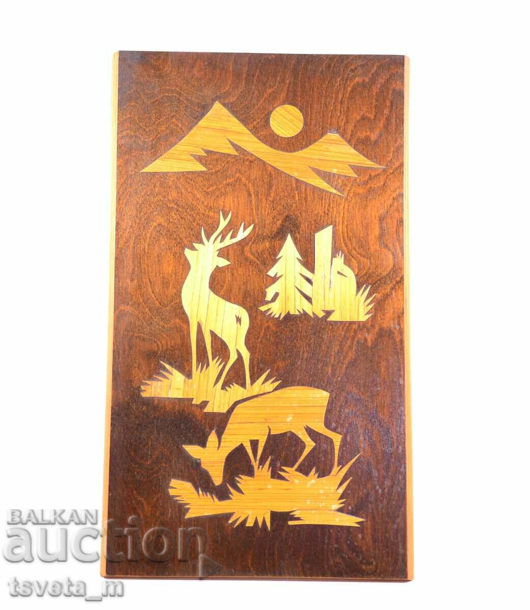 Antique wooden wall panel, marquetry