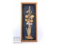 Herbarium picture under glass, natural dried flowers