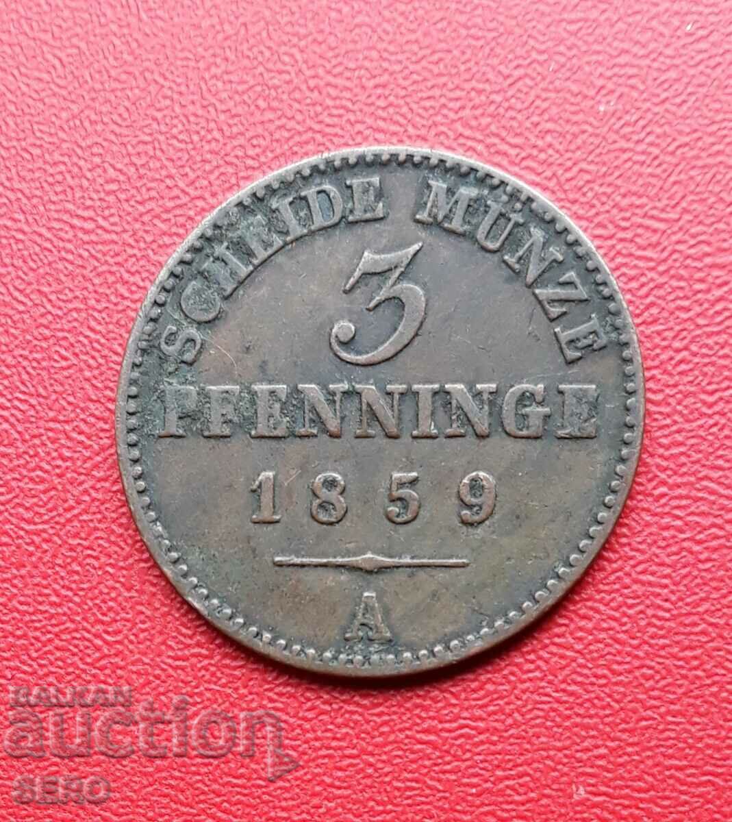 Германия-Прусия-3 пфенига 1859 А-Берлин