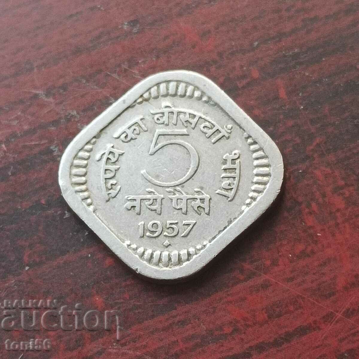 India 5 Paisa 1957