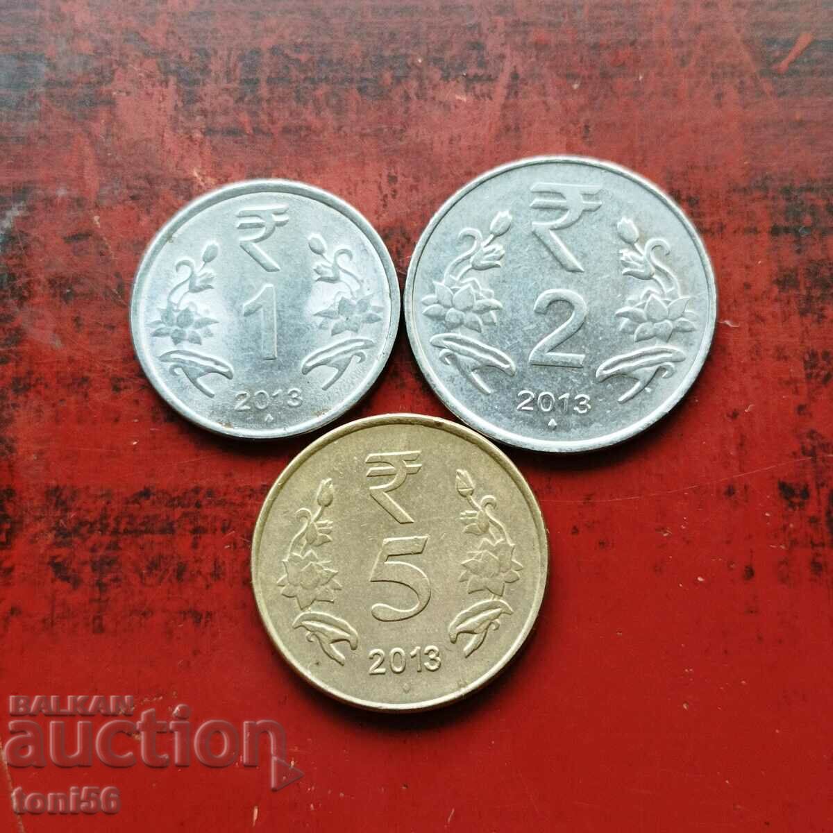 Ινδία 1,2 και 5 ρουπίες 2013