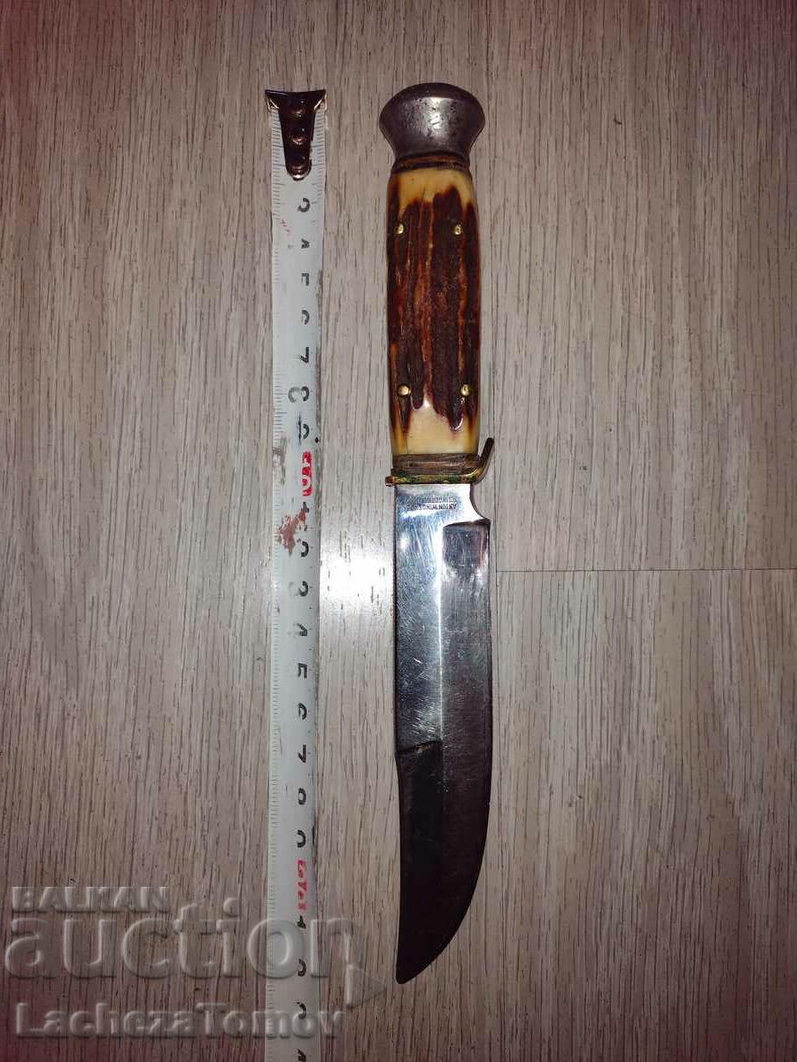 Στιλέτο λεπίδας μαχαιριού A.Wingen Solingen Γερμανίας λαβή κέρατο perf.