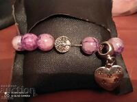 Bracelet beads resembling agate tree of life and heart