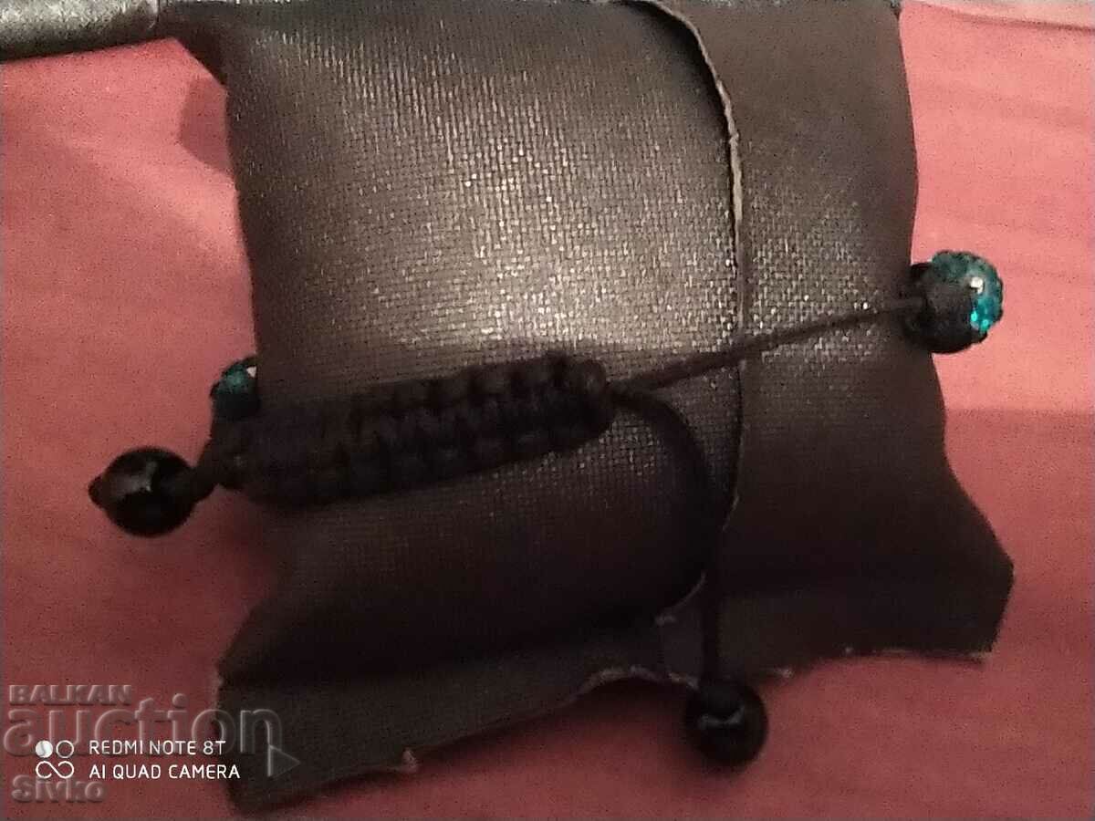 Auction Dark blue spheres and textile bracelet Auction Dark blue spheres and textile bracelet