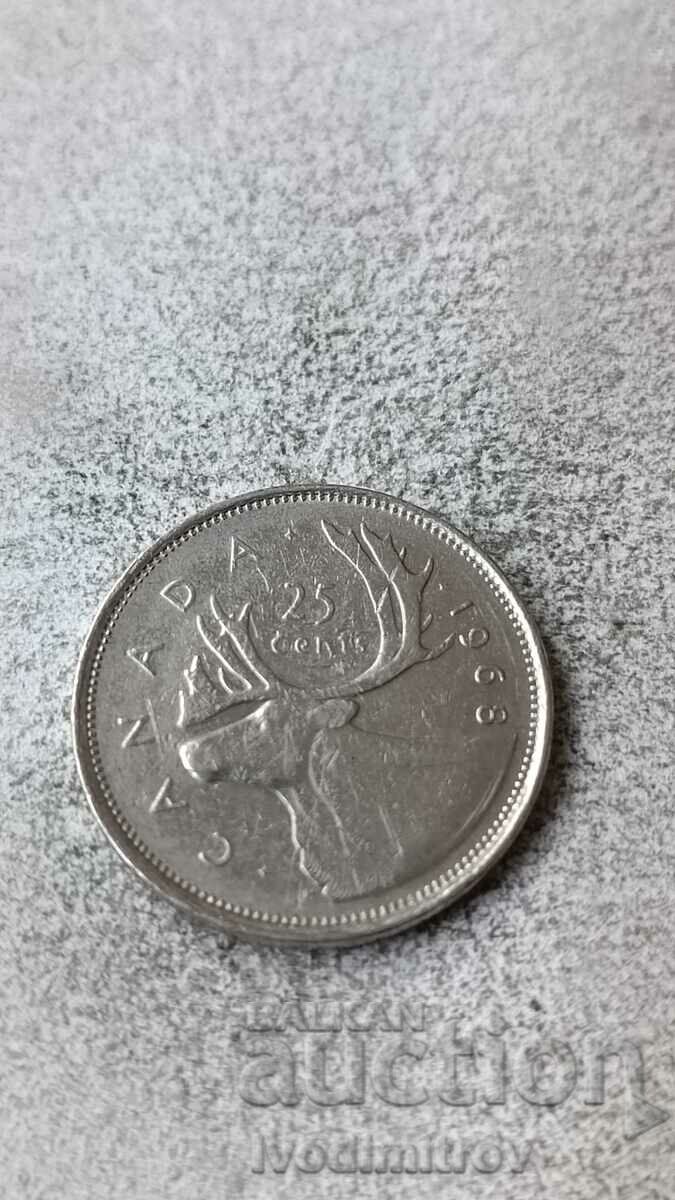 Канада 25 цента 1968