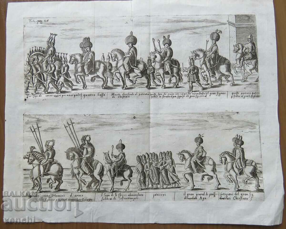1713 - GRAVURĂ - ARMATA TURCĂ - ORIGINAL