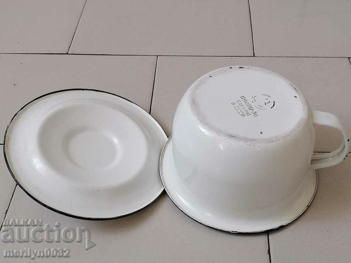 Auction  Enameled jug, jug, pot, enameled pot, lid, USSR enamel