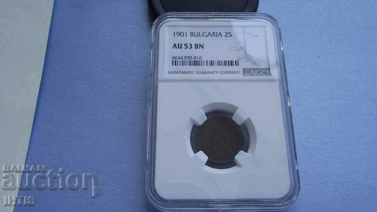 COIN - 2 cents - Two cents 1901 - AU53 BN- NGC -