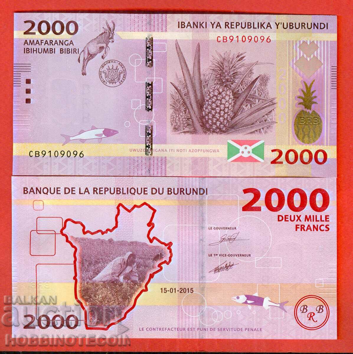 BURUNDI BURUNDI 2000 2000 Franc issue issue 2015 NEW UNC