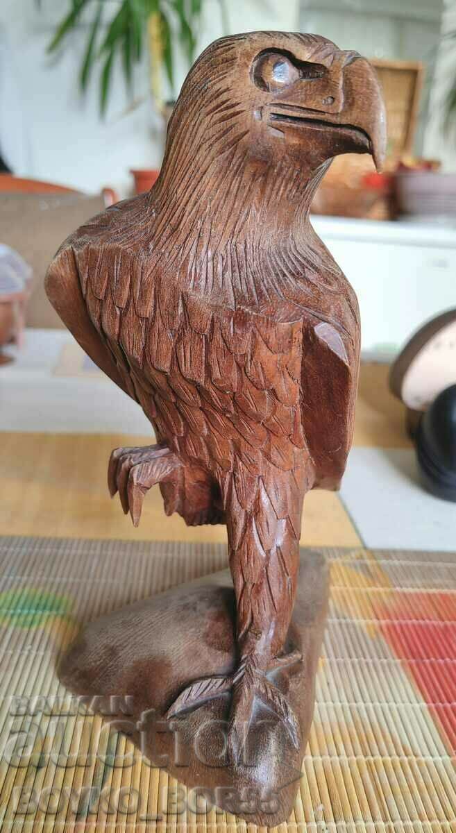 Statuetă veche de sculptură în lemn masiv masiv, vultur
